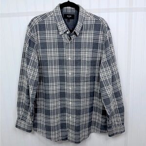 Jack Spade Plaid Button Down Shirt Mens XL Gray White Cotton Long Sleeve Lined
